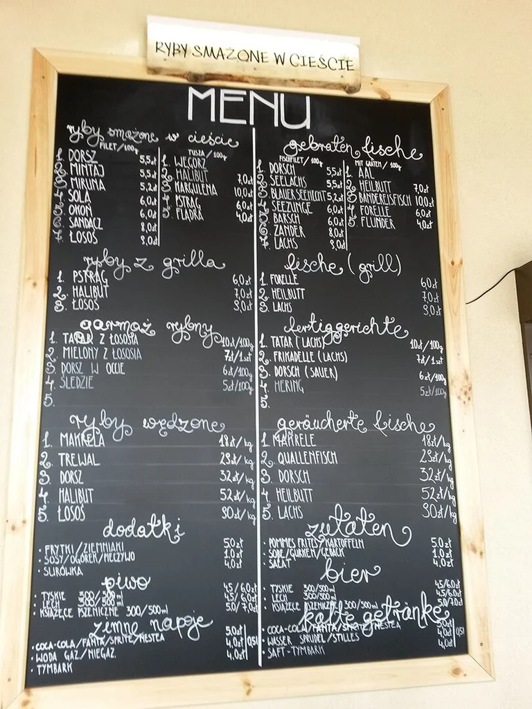 Tablice menu dla Smażalni w Mielnie