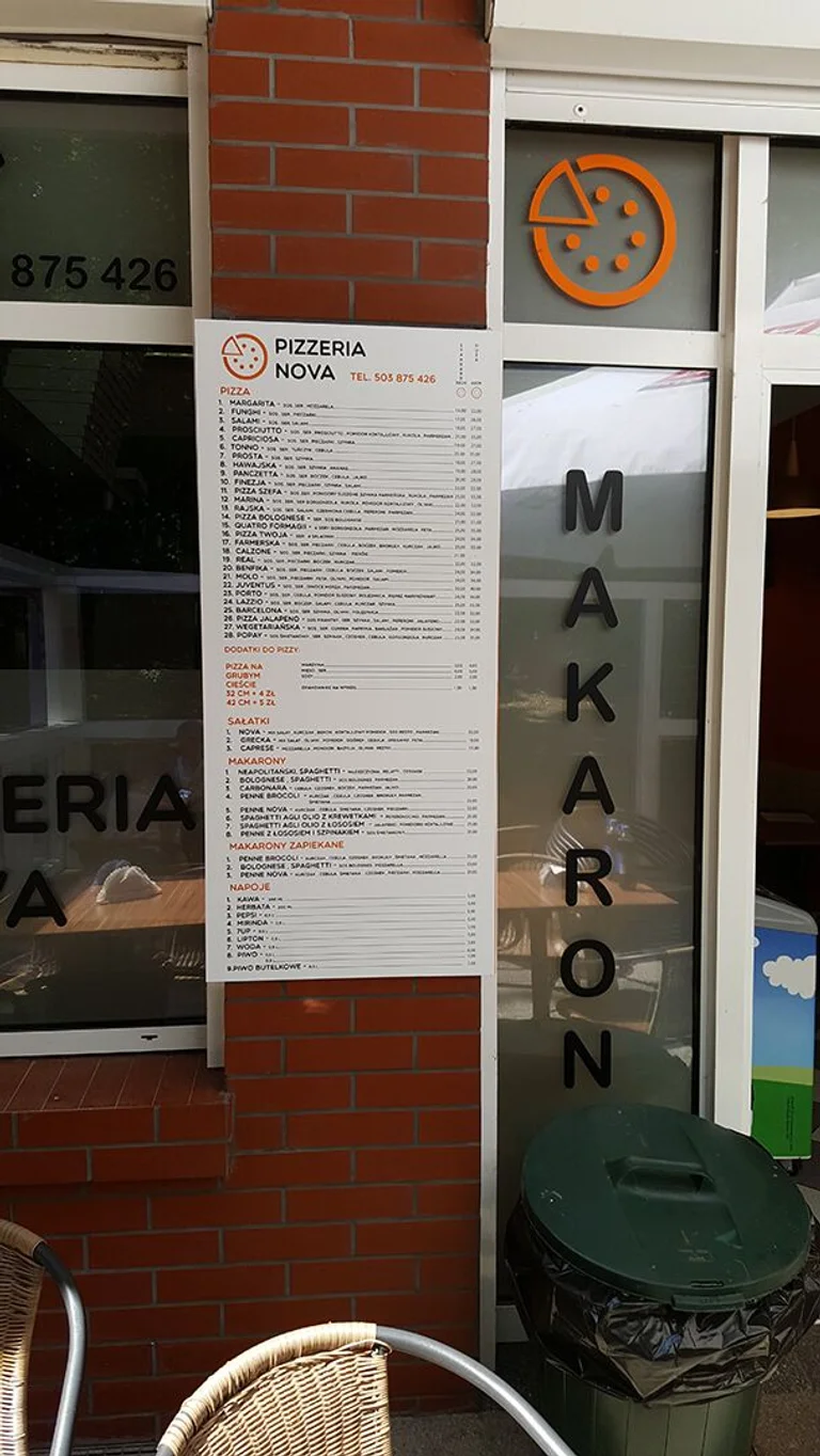 System reklamowy pizzerii NOVA Kołobrzeg