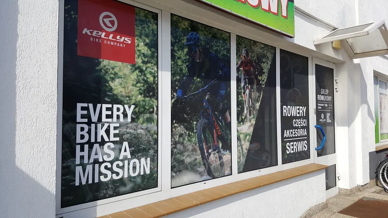 Oklejenie witryn Sklep Rowerowy Koszalin